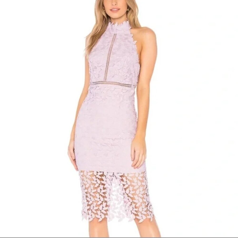 Bardot Gemma Lace Halter Dress - Purple, Lavender Size S